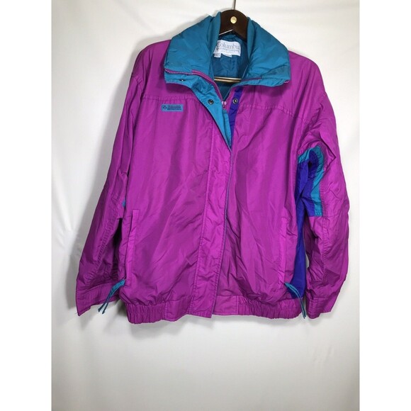 Vtg 90s Women's Columbia Bugaboo Radial Sleeve Jacket Purple/Blue Neon L - Picture 1 of 9